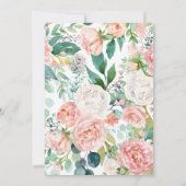 Invitation à la douche nuptiale rose, verte et or (Dos)