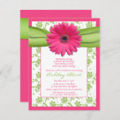 Invitation à la douche nuptiale rose verte Gerbera (Devant / Derrière)