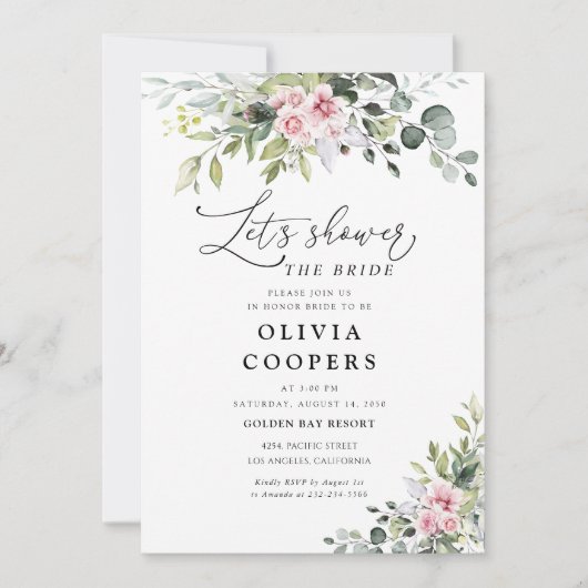 Invitation à la douche nuptiale rose vif (Devant)