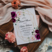 Invitation à la douche nuptiale rose violet et ble