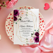 Invitation à la douche nuptiale rose violet et ble