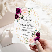 Invitation à la douche nuptiale rose violet et ble
