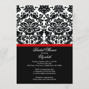 Invitation à la douche nuptiale rouge Damask
