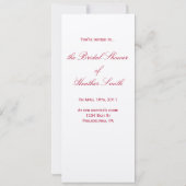 Invitation à la douche nuptiale rouge profonde de (Dos)