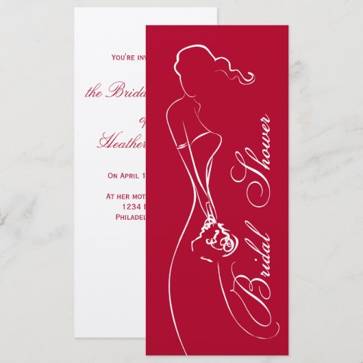 Invitation à la douche nuptiale rouge profonde de (Devant / Derrière)