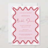 Invitation à la douche nuptiale rouge rose vif (Devant)