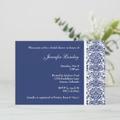 Invitation à la douche nuptiale Royal Blue Damask (Debout devant)