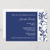 Invitation à la douche nuptiale Royal Blue Floral  (Devant / Derrière)