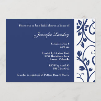 Invitation à la douche nuptiale Royal Blue Floral 