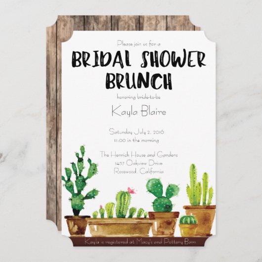 Invitation à la douche nuptiale - Rustic, Brunch (Devant / Derrière)