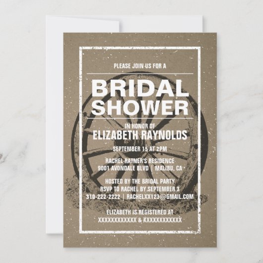 Invitation à la douche nuptiale Rustic Wagon Wheel (Devant)