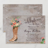 Invitation à la douche nuptiale rustique Cowgirl (Devant / Derrière)