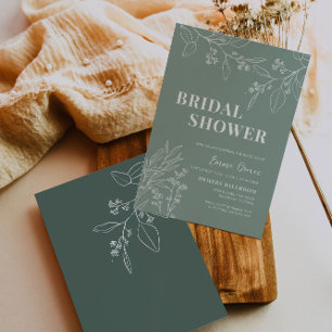 Invitation à la douche nuptiale Sage Green Boho Fl