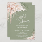 Invitation à la douche nuptiale Sage Green Boho Fl (Devant / Derrière)