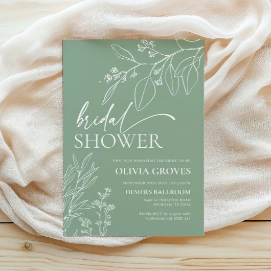 Invitation à la douche nuptiale Sage Green Fall