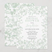 Invitation à la douche nuptiale Sage Toile (Devant / Derrière)