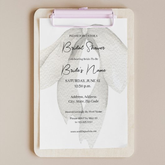 Invitation à la douche nuptiale Satin ibbon Bow