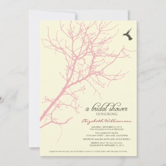 Invitation à la douche nuptiale Silhouette Arbre ( (Devant)