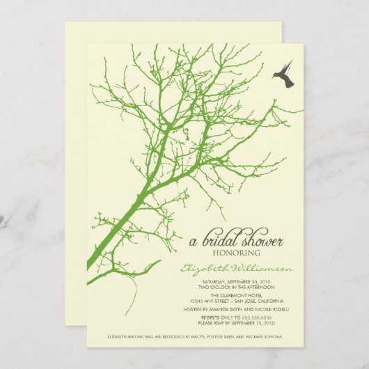 Invitation à la douche nuptiale Silhouette Arbre ( (Devant / Derrière)