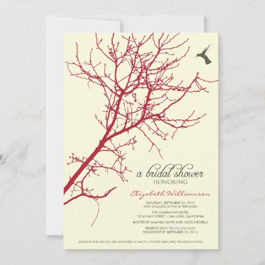 Invitation à la douche nuptiale Silhouette Arbre ( (Devant)