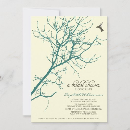 Invitation à la douche nuptiale Silhouette Arbre ( (Devant)