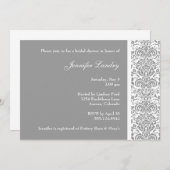 Invitation à la douche nuptiale Silver Damask (Devant / Derrière)