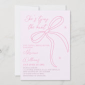 Invitation à la douche nuptiale simple à bow rose (Devant)