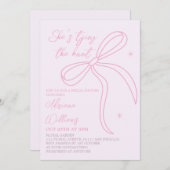 Invitation à la douche nuptiale simple à bow rose (Devant / Derrière)