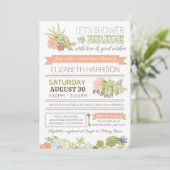 Invitation à la douche nuptiale succulente Fleur d (Debout devant)