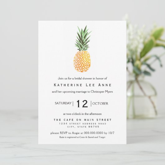Invitation à la douche nuptiale sud de l'ananas (Debout devant)