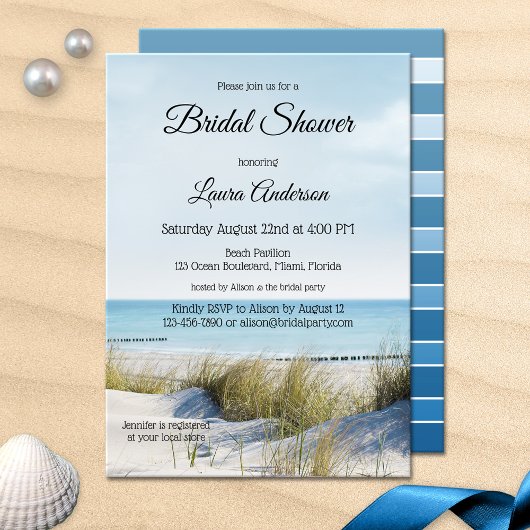 Invitation à la douche nuptiale sur la plage et le