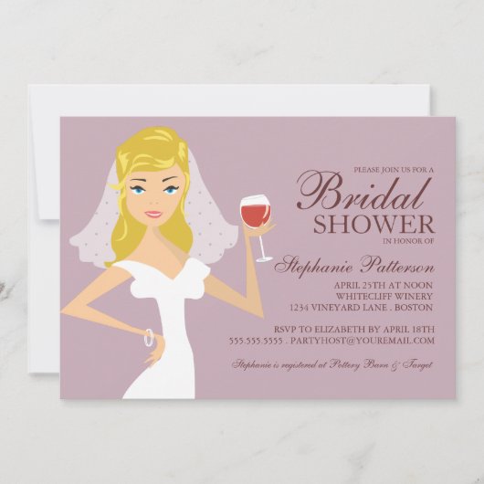 Invitation à la douche nuptiale sur le thème du vi (Devant)