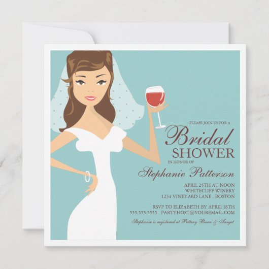 Invitation à la douche nuptiale sur le thème du vi (Devant)