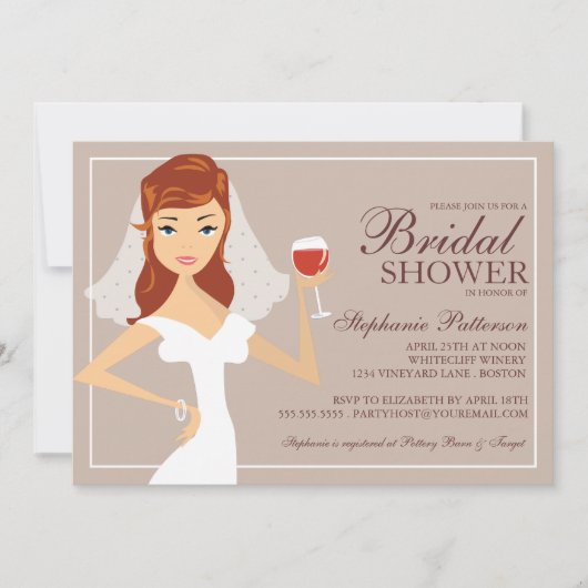 Invitation à la douche nuptiale sur le thème du vi (Devant)