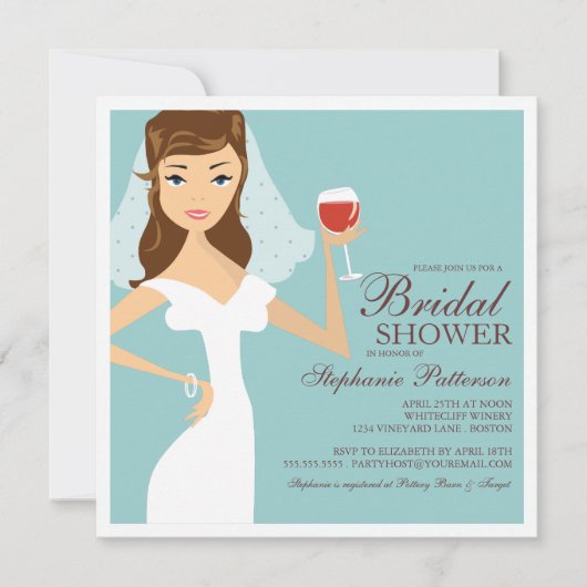 Invitation à la douche nuptiale sur le thème du vi (Devant)