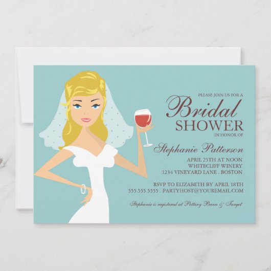 Invitation à la douche nuptiale sur le thème du vi (Devant)