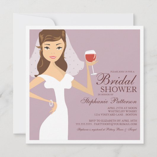 Invitation à la douche nuptiale sur le thème du vi (Devant)