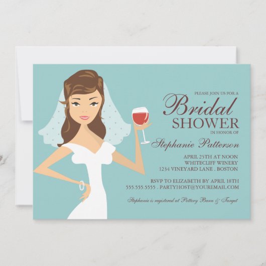 Invitation à la douche nuptiale sur le thème du vi (Devant)