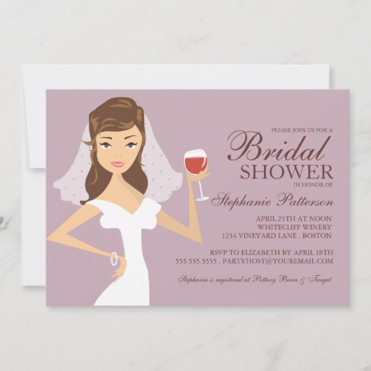 Invitation à la douche nuptiale sur le thème du vi (Devant)