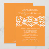 Invitation à la douche nuptiale Tangerine & White  (Devant / Derrière)