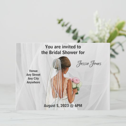 Invitation à la douche nuptiale. Texte et image mo (Debout devant)