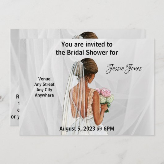 Invitation à la douche nuptiale. Texte et image mo (Devant / Derrière)