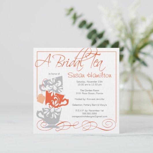 Invitation à la douche nuptiale - Thé (Debout devant)