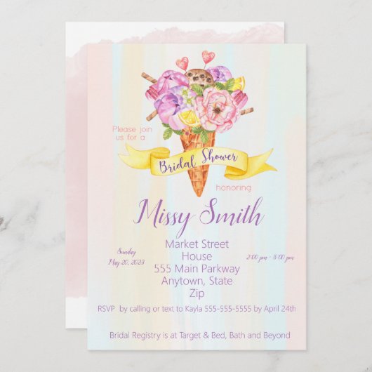 Invitation à la douche nuptiale, thème de la crème (Devant / Derrière)