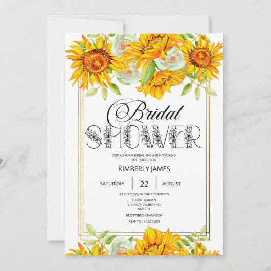 Invitation à la douche nuptiale tournesol (Devant)