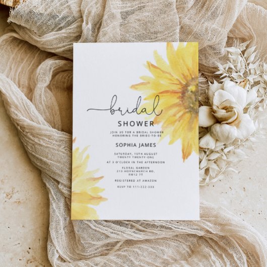 Invitation à la douche nuptiale tournesol