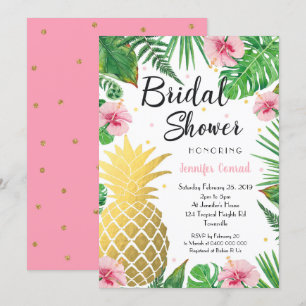 Invitation à la douche nuptiale tropicale, ananas 