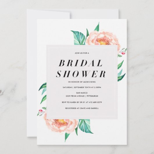 Invitation à la douche nuptiale tropicale florale (Devant)