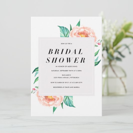 Invitation à la douche nuptiale tropicale florale (Debout devant)