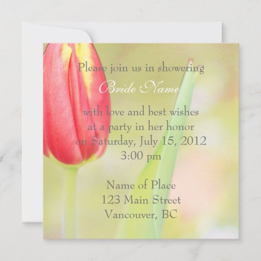 invitation à la douche nuptiale tulipe rouge (Devant)